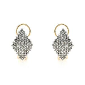 Yellow Gold Diamond Cluster Stud Earrings 10k Round Brilliant 1.00ctw Pierced